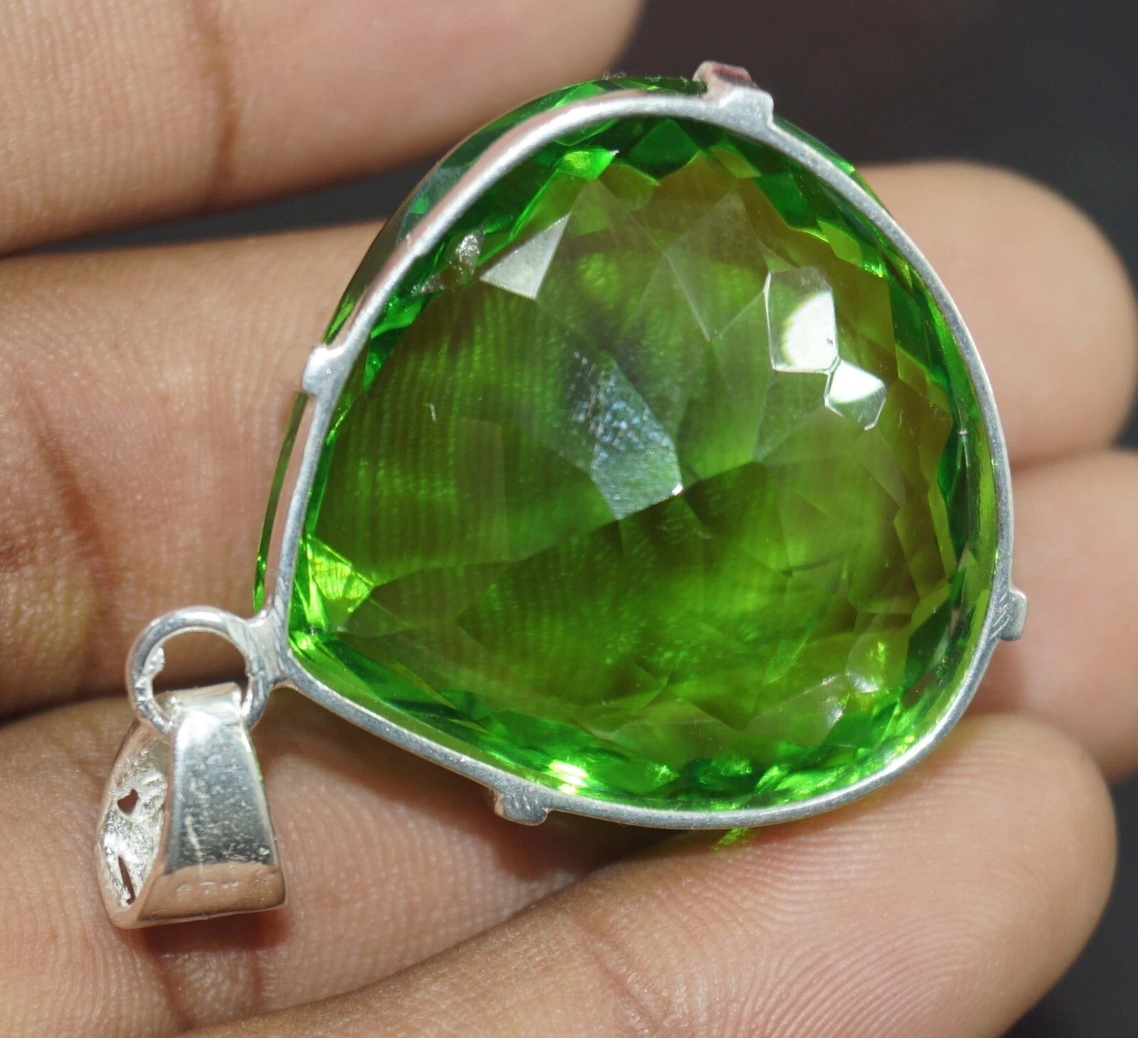 Certified Natural 101.60 Ct Green Topaz Pear Cut Pendant Loose Gemstone