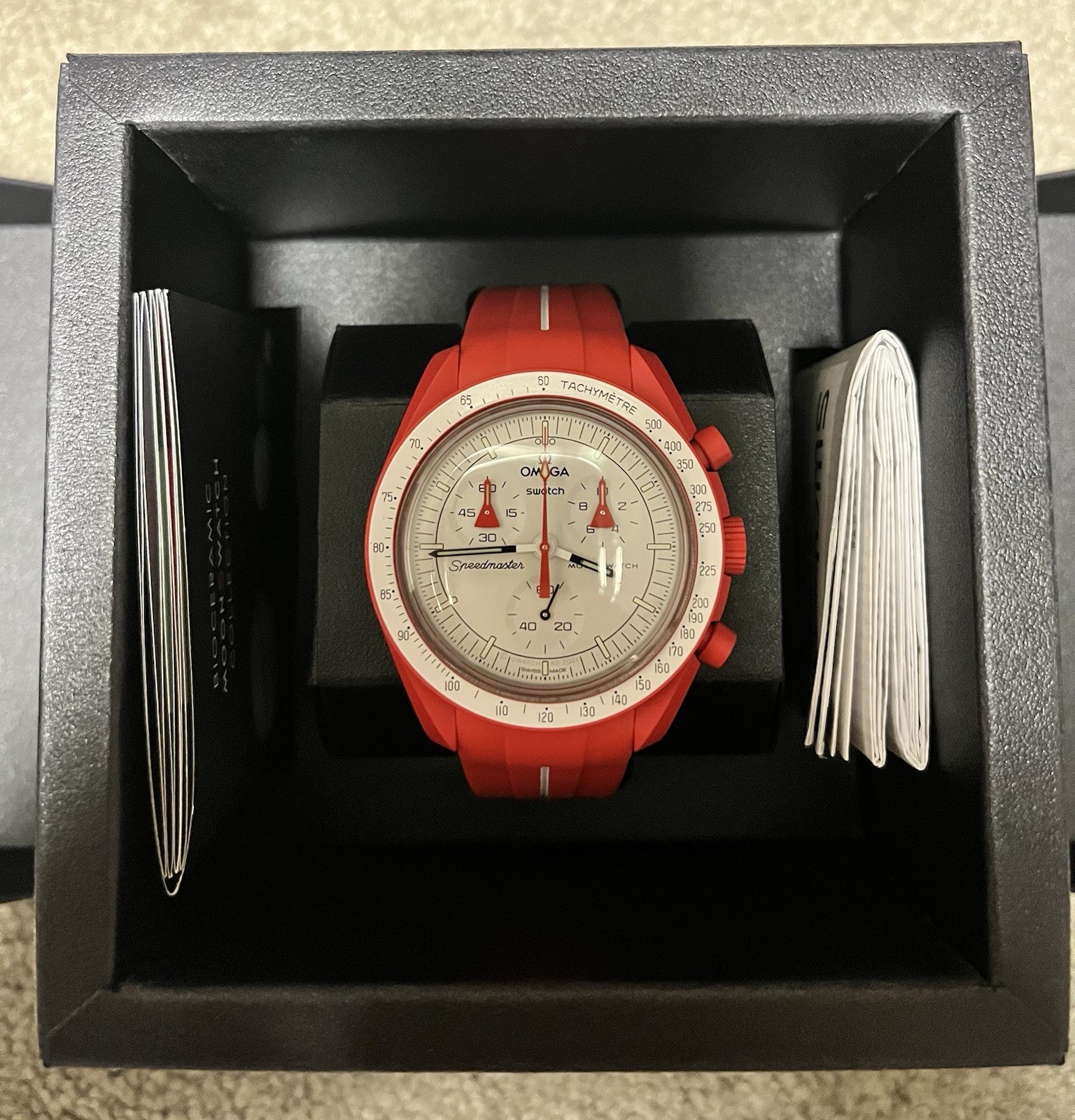 Omega x Swatch Mission to MARS Moonswatch – SO33R100 – Full Set Box/w Papers