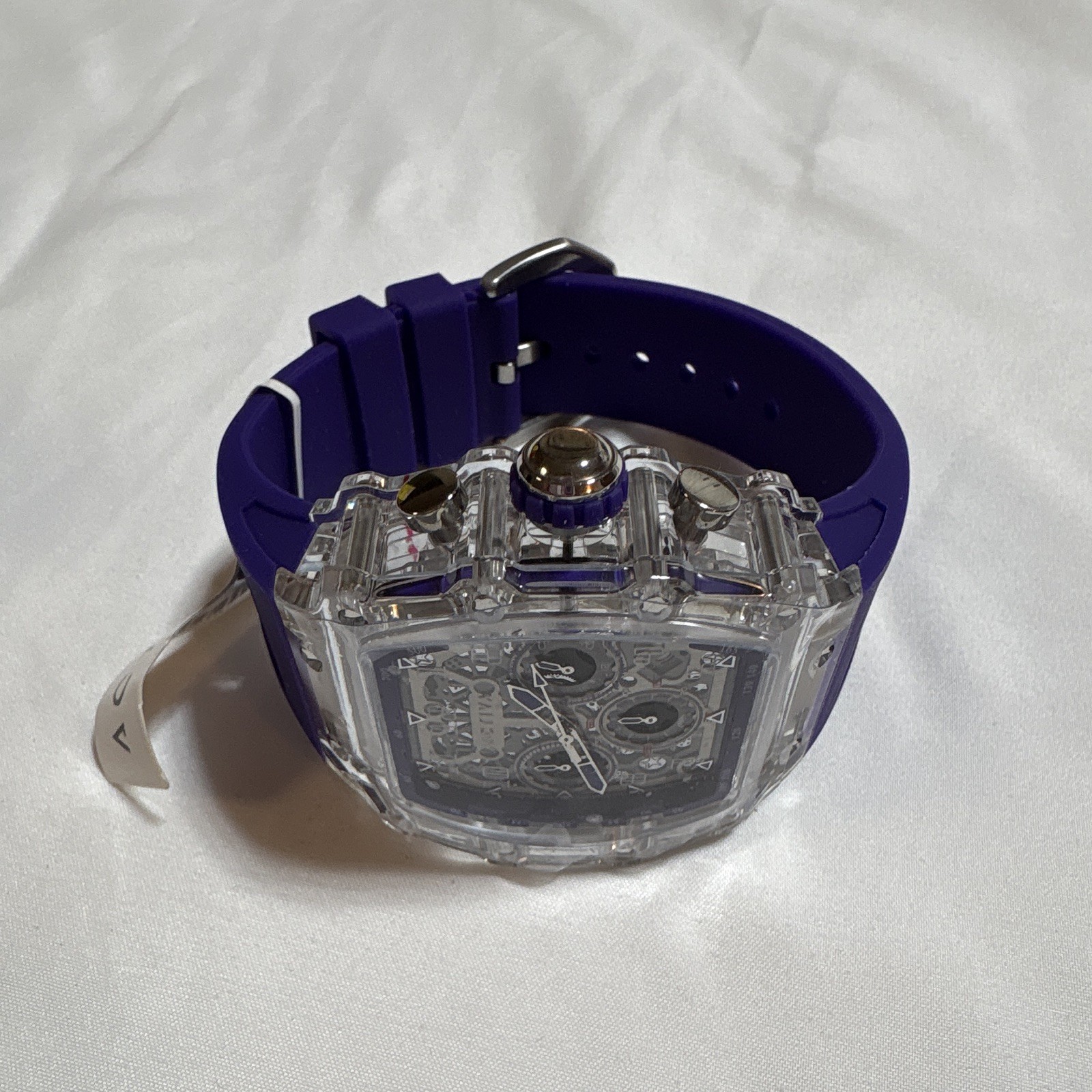 Activa ACW2305-010 Unisex 50mm Clear Resin Blue Silicone Multi-Function Watch