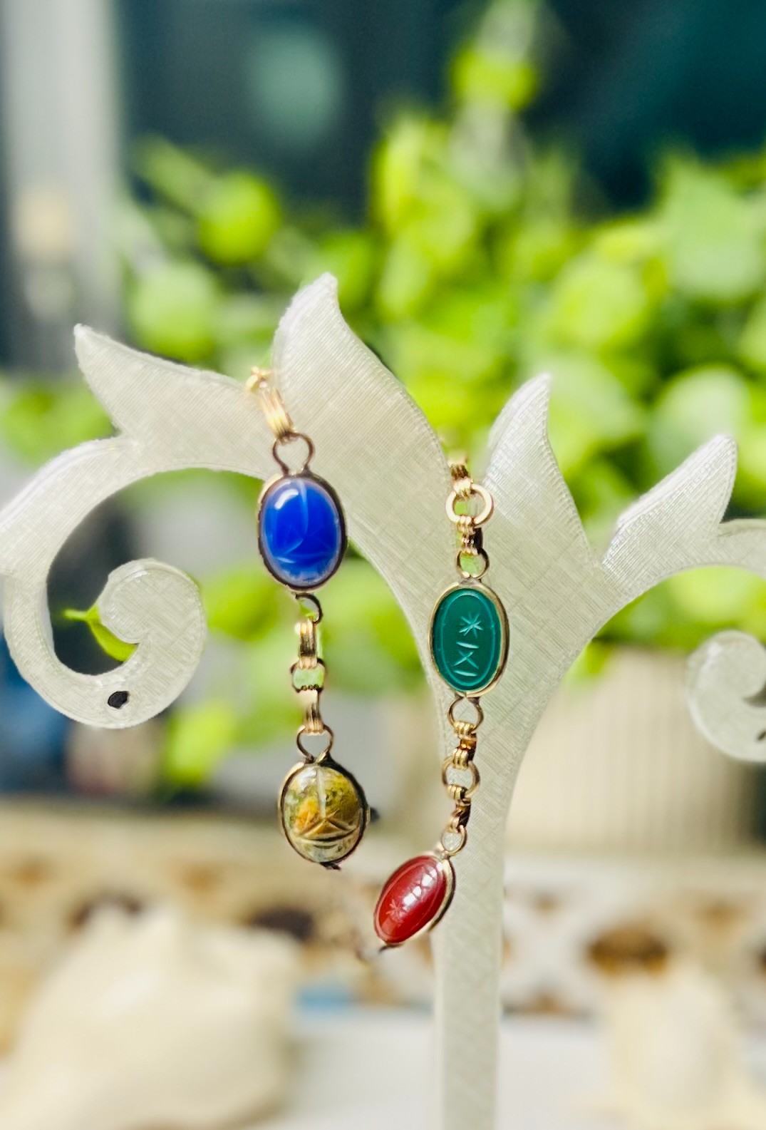 Vintage D’Or 12K GF Multi Stone Scarab Bracelet
