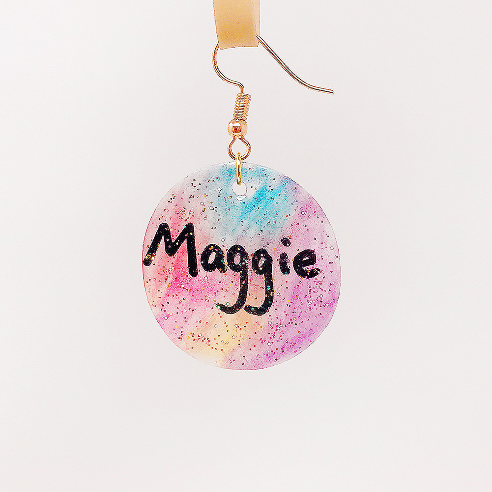 On Sale Made in the USA! 1 Pair Magik Handmade Galaxy Custom Glitter Earrings