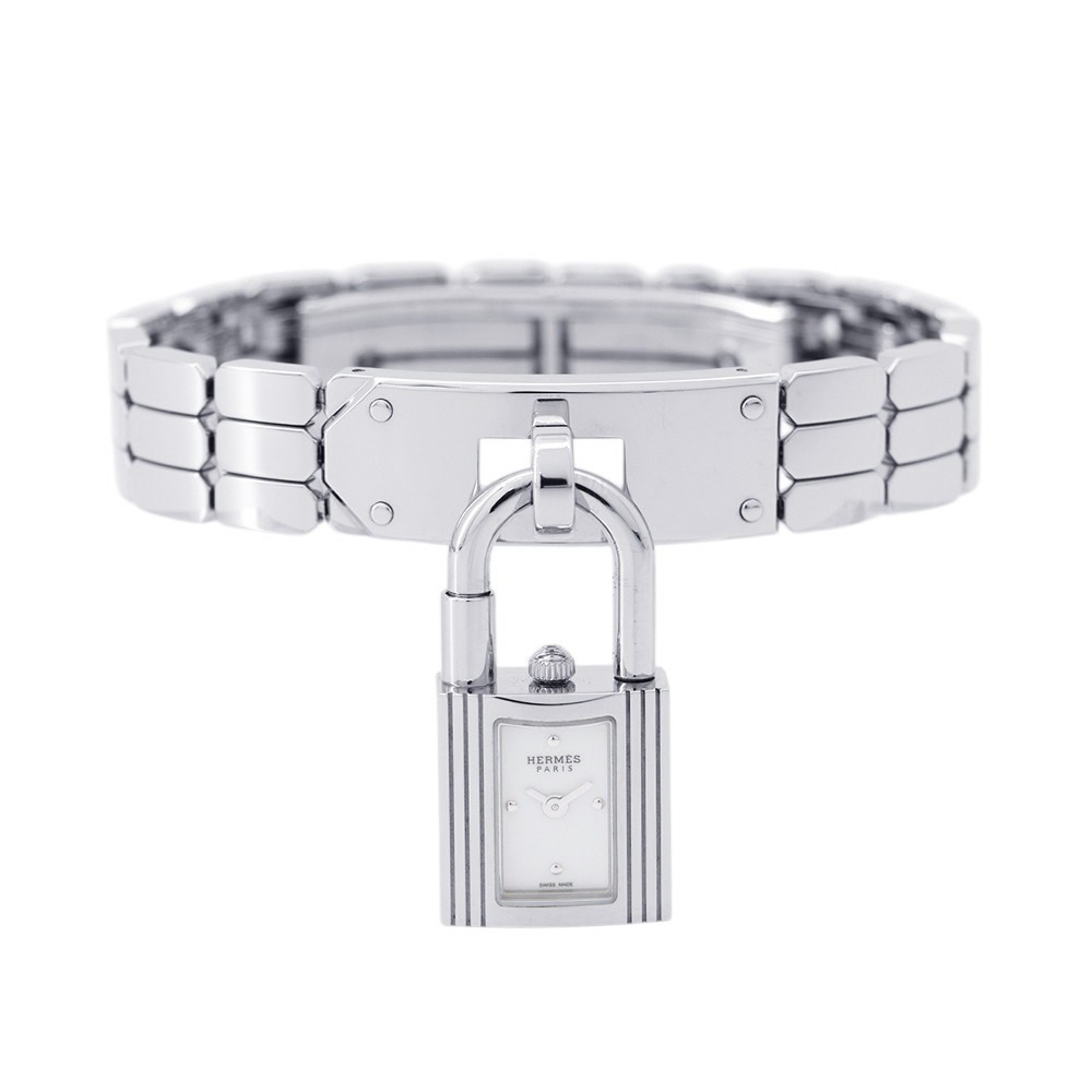 HERMES Kelly watch 16mm Stainless Steel Sparkling White Lacquer Dial KE4.110