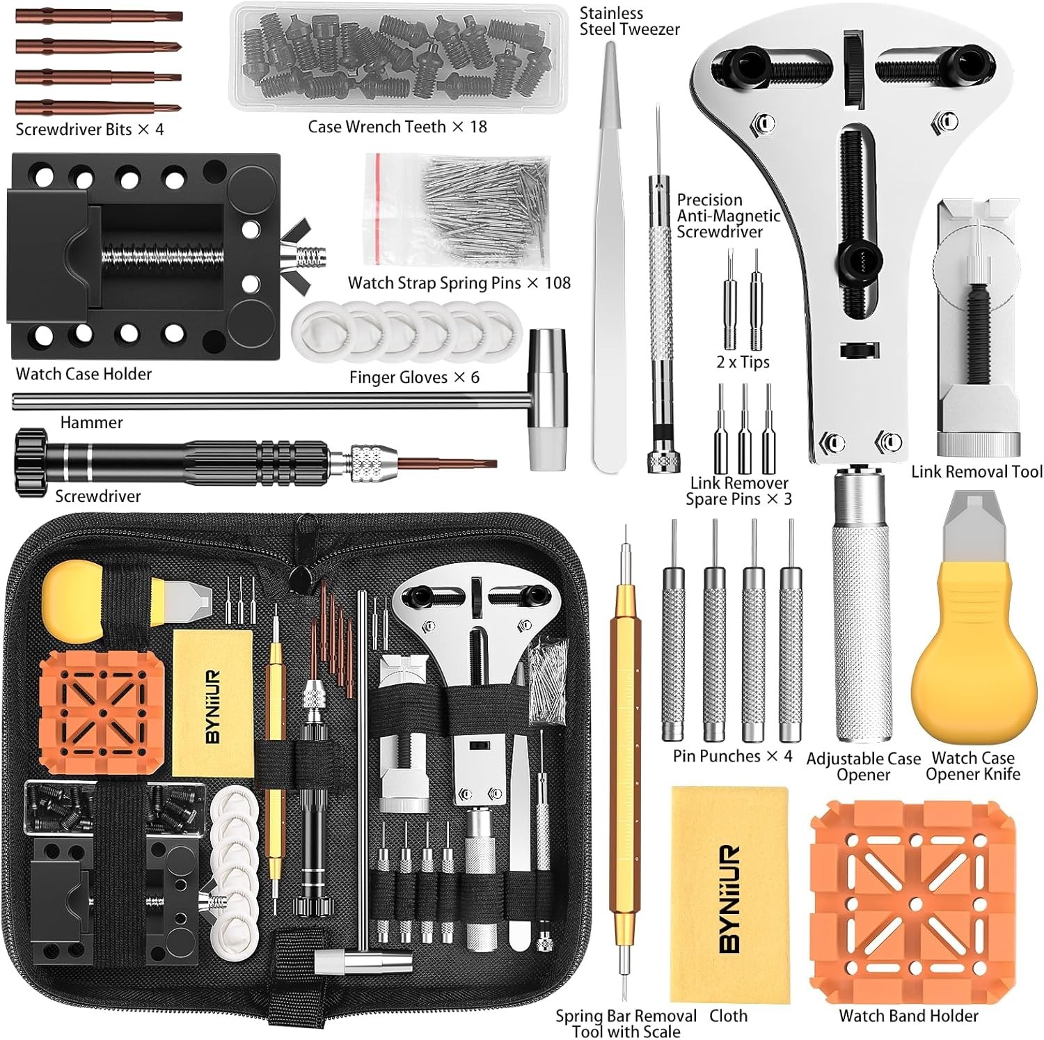 BYNIIUR Watch Repair Kit Watch Repair Kit – Link Removal Tool Set