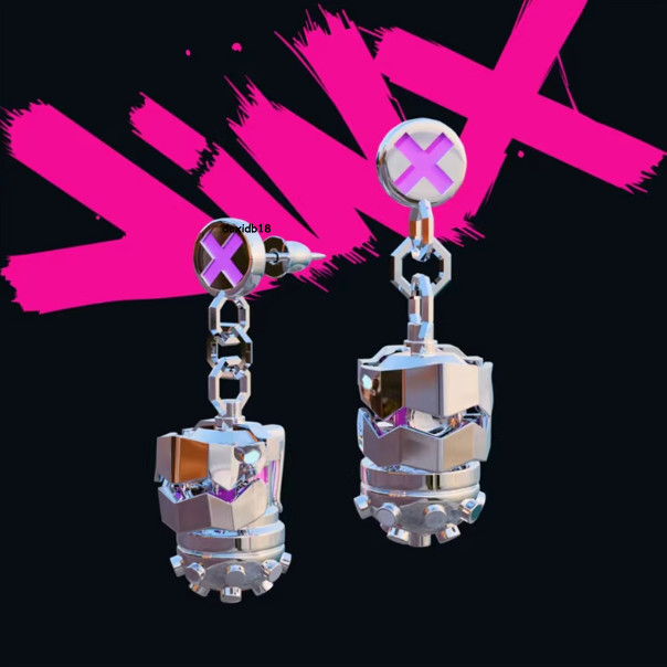 Jinx Earrings League of Legends Non-Genuine Cosplay Earrings for Game Fans