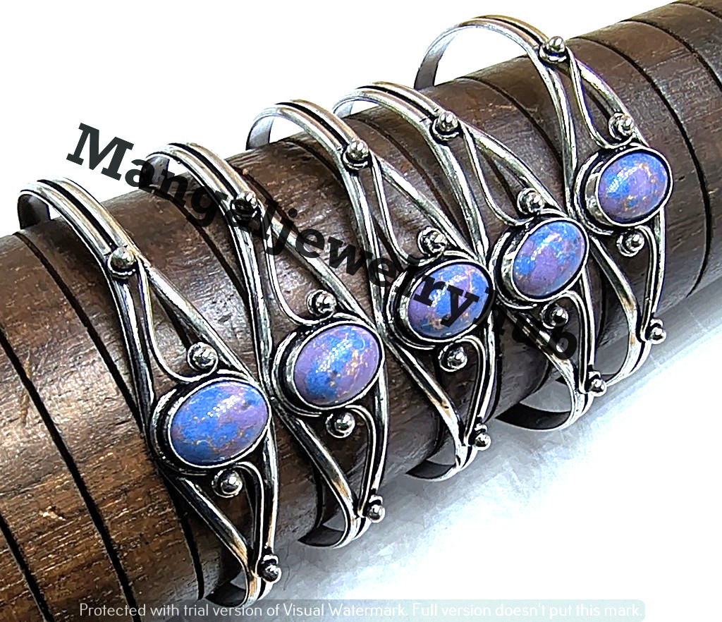 Purple Turquoise Gemstone Bangles 925 Sterling Silver Plated Bulk Jewellery Lot