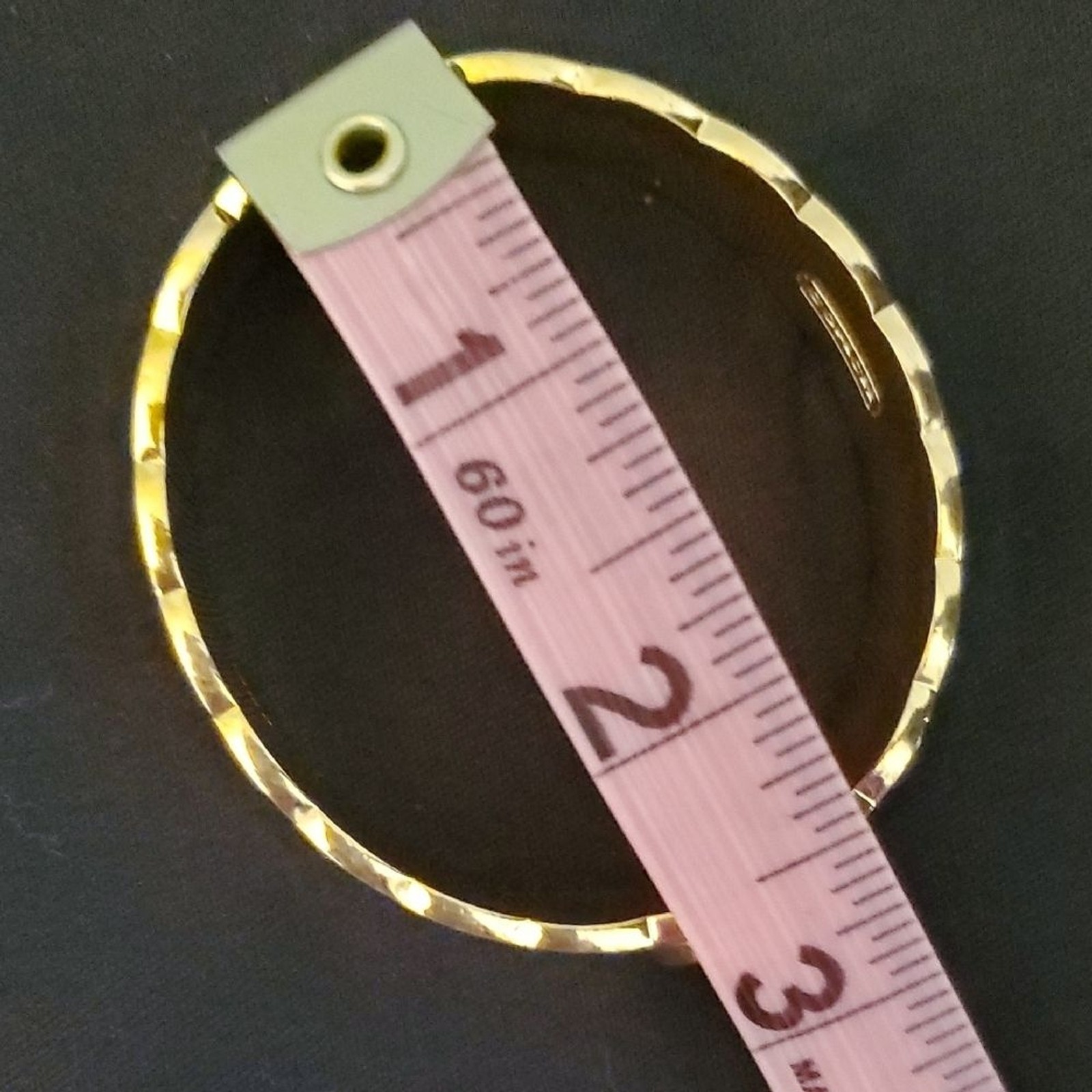 Coach Cream & Gold Signature C Jacquard Hinged Bangle Enameled Bracelet 7″