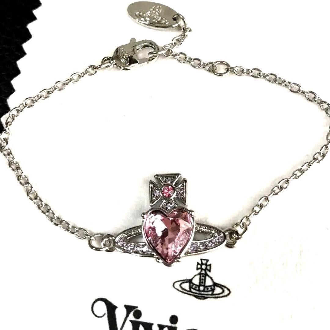 Vivienne Bracelet ARIELLA Orb Heart Silver Pink w/Pouch IN BOX