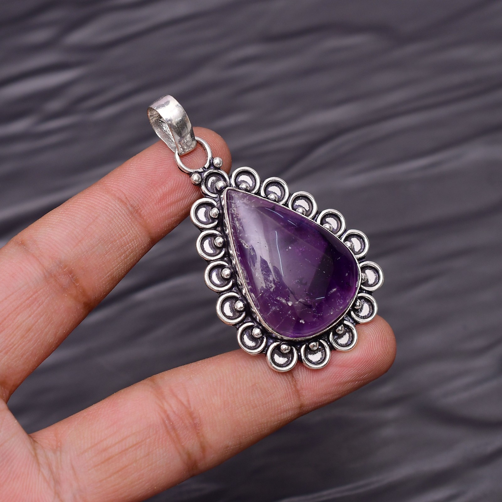 Amethyst Gemstone 925 Sterling Silver Jewelry Pendant 2.24″