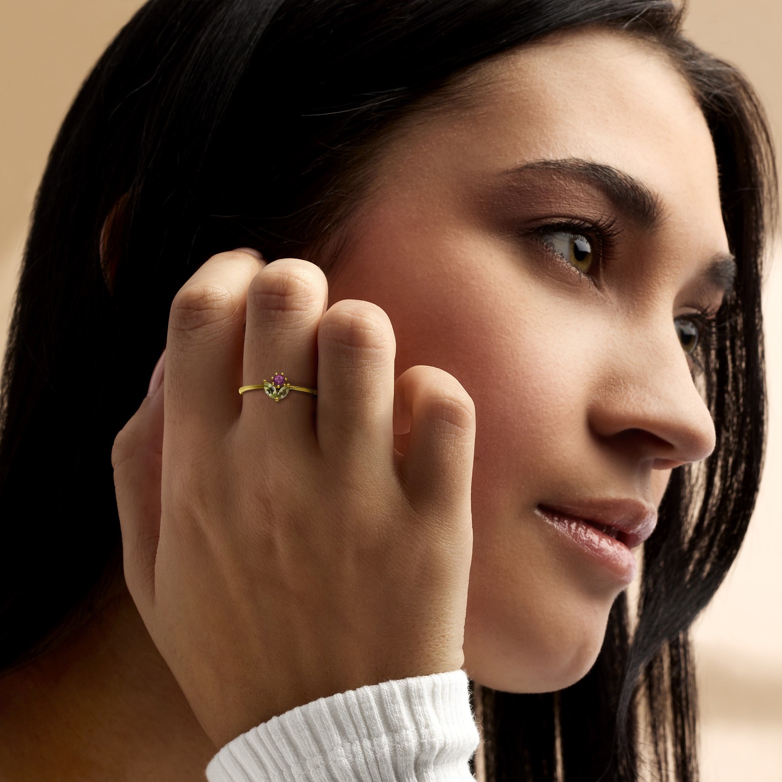 Pure Collection by Ross-Simons Rhodo Garn & Peridot Rng in 14k Gold