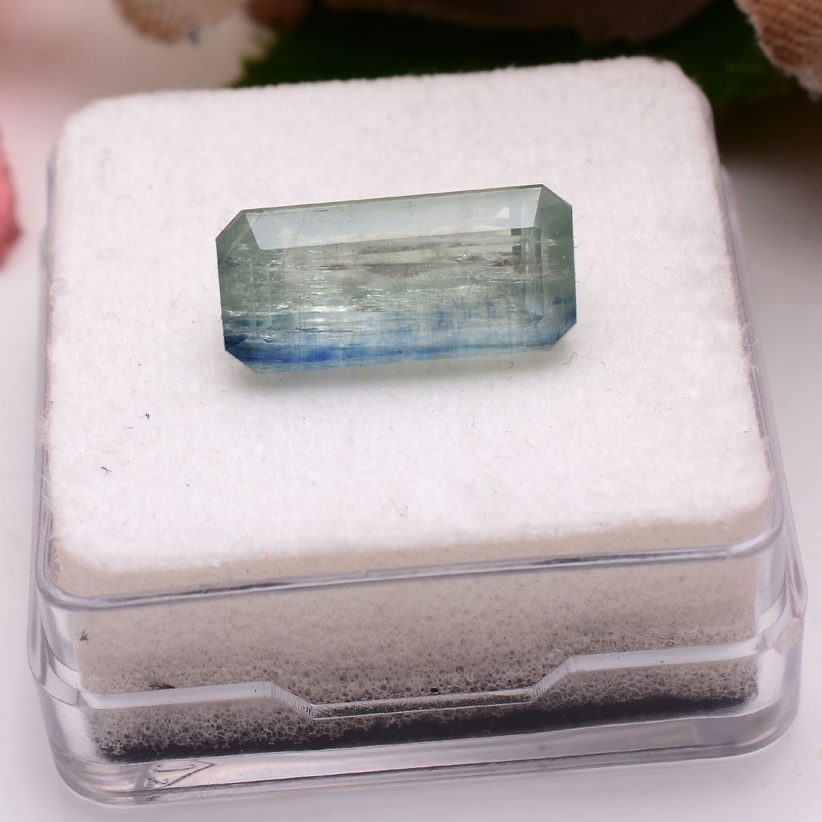 11.65 Cts Natural Green Blue Kyanite 17mmx8mm Cushion Cut Untreated Gemstone