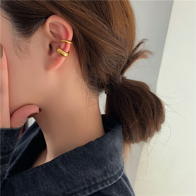 Woman 18K Gold Plated Stainless Steel 3/6mm Earring Stud Ear Cuff Cartilage