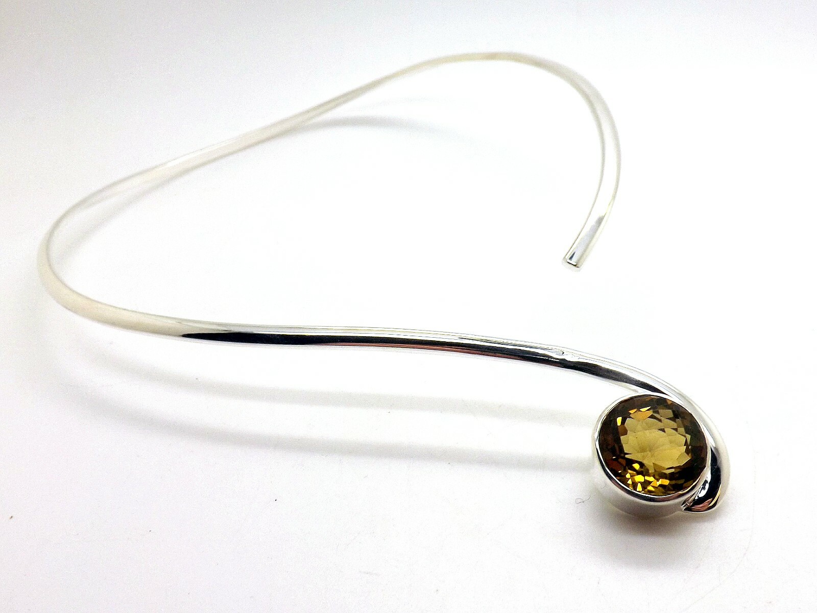 VINTAGE MID CENTURY MODERN STERLING SILVER CITRINE NECKLACE 4940 GRAMS G2U