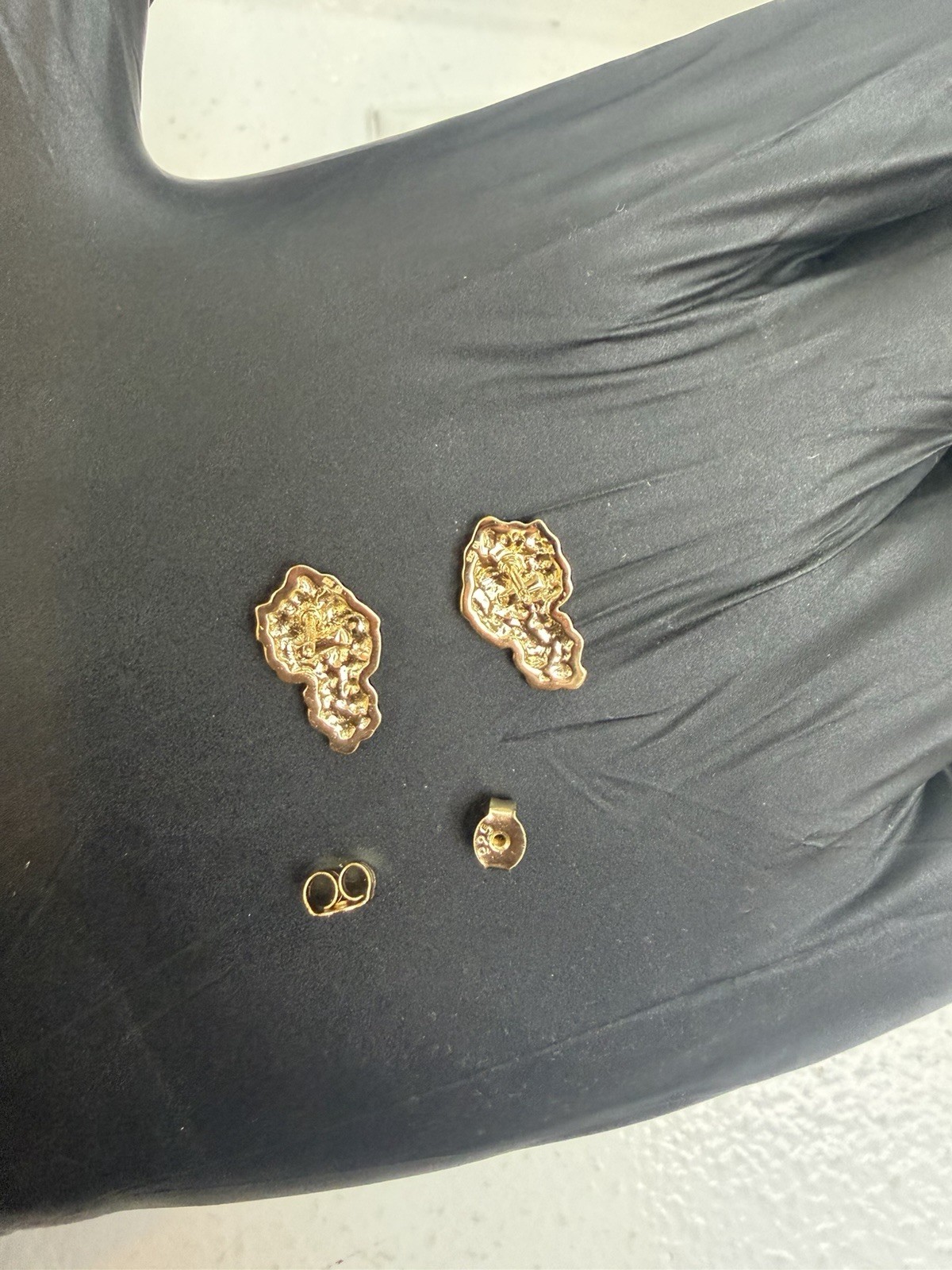 925 Yellow Silver Nugget Earrings
