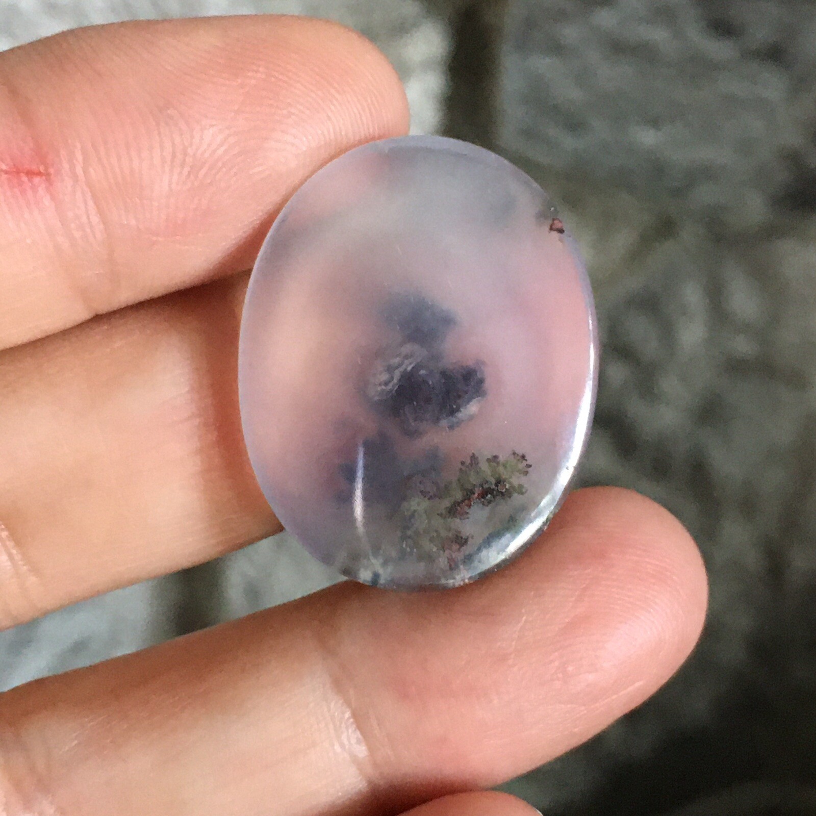 28×22.5×5.4mm Very Fune Dendrite Agate Oval Cabochon Loose Picture Stone