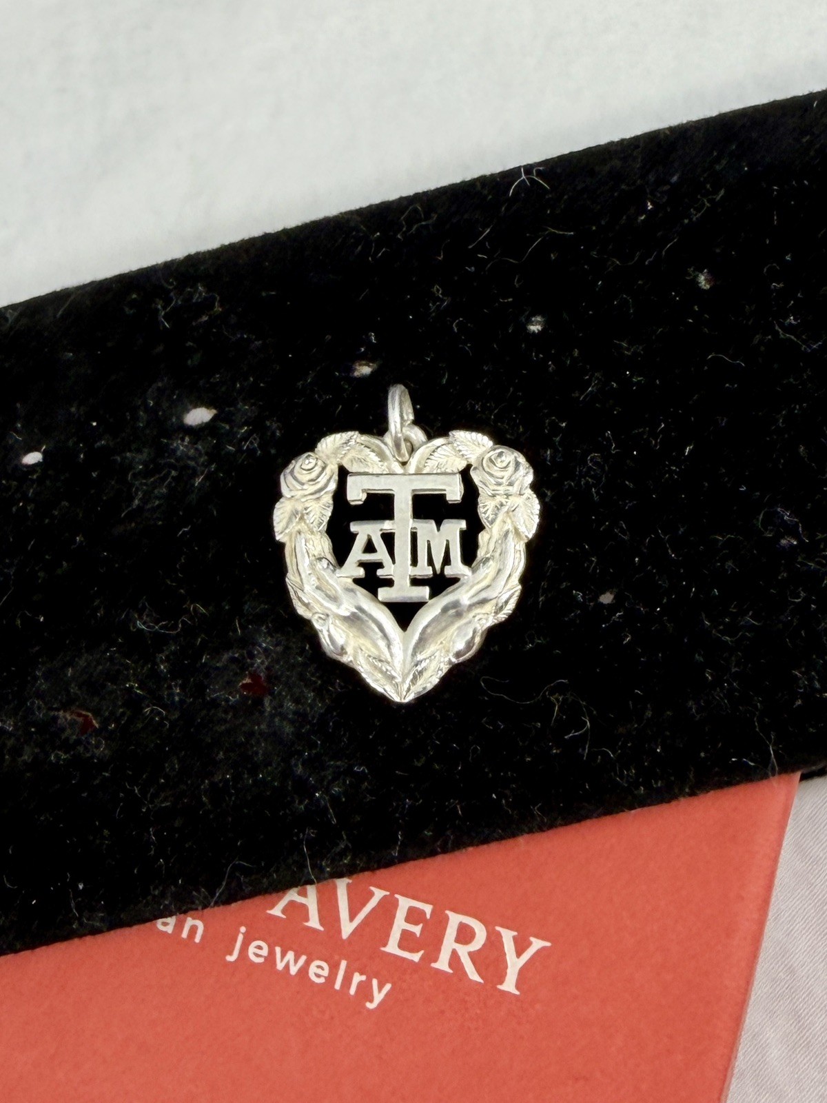 JAMES AVERY Sterling Silver Texas A & M Aggies Flower Heart Vine Charm Pendant