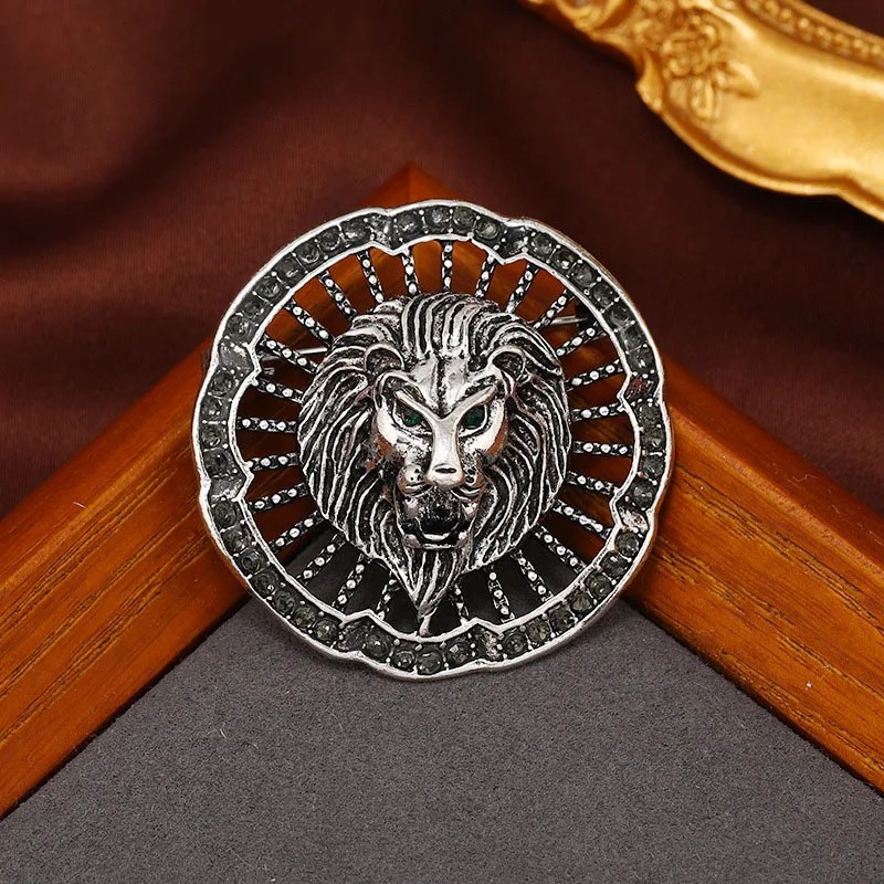 NEW Vintage Silver Tone Lion Head Retro Brooch Pin Bold Men’s Suit Metal Brooch