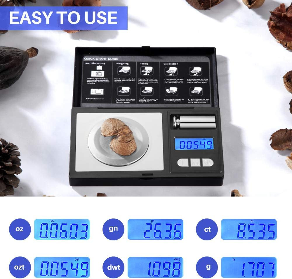 Milligram Scale, 50G/0.001G Digital Jewelry Scale, Micro Gram Scale for Powder,