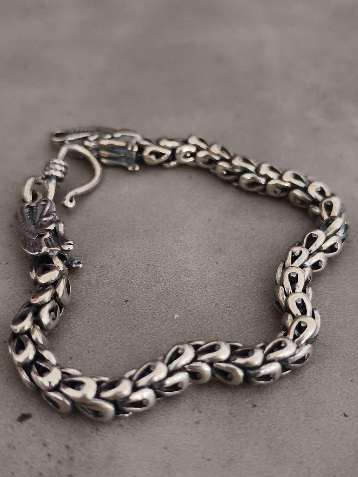 925 STERLING SILVER dragon bracelet chain RETRO 18cm (7.08inch) 4.5mm Z14