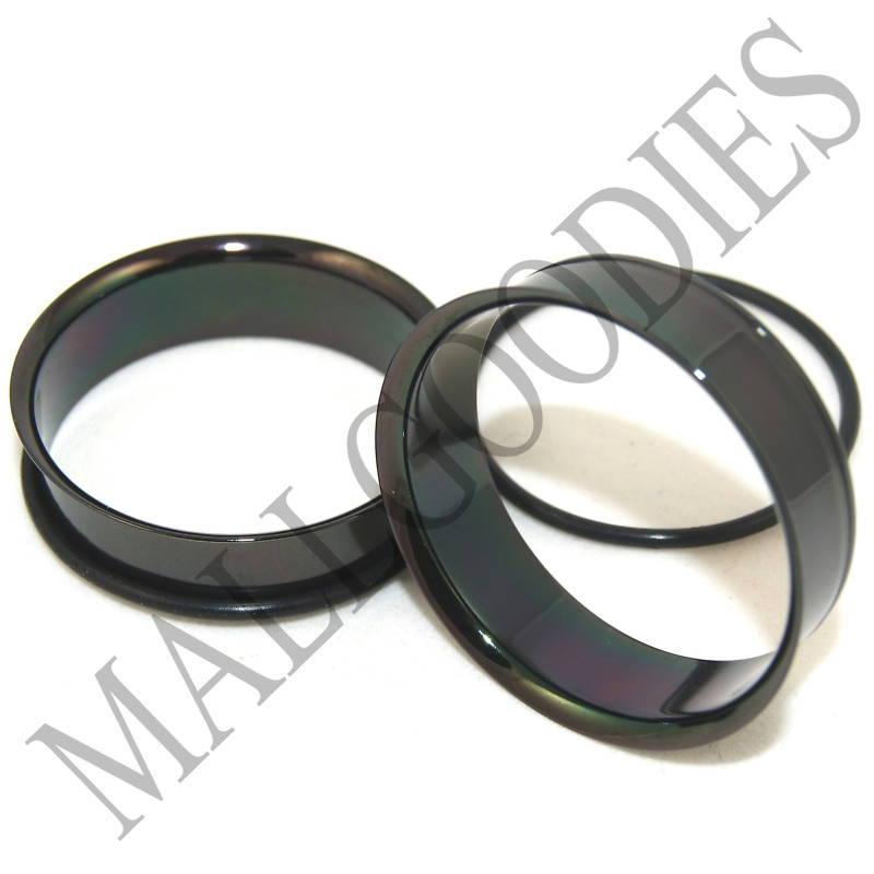 0088 Black Single Flare Flesh Steel Tunnels Earlets Big Gauges 1-3/8″ Plugs 35mm