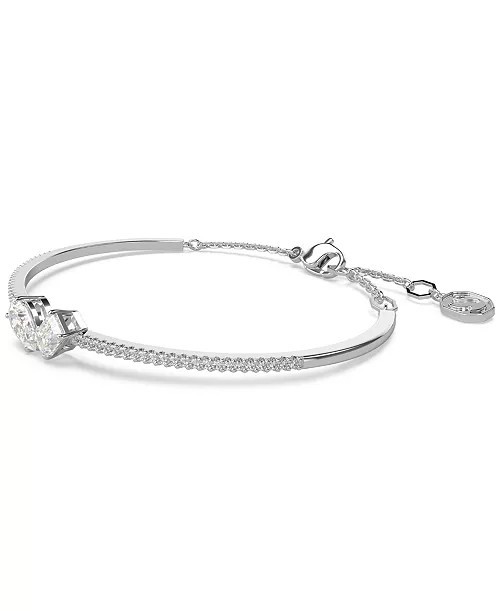 Swarovski Mesmera Bangle Bracelet, Clear Mixed-Cut Stones in a Rhodium Finished