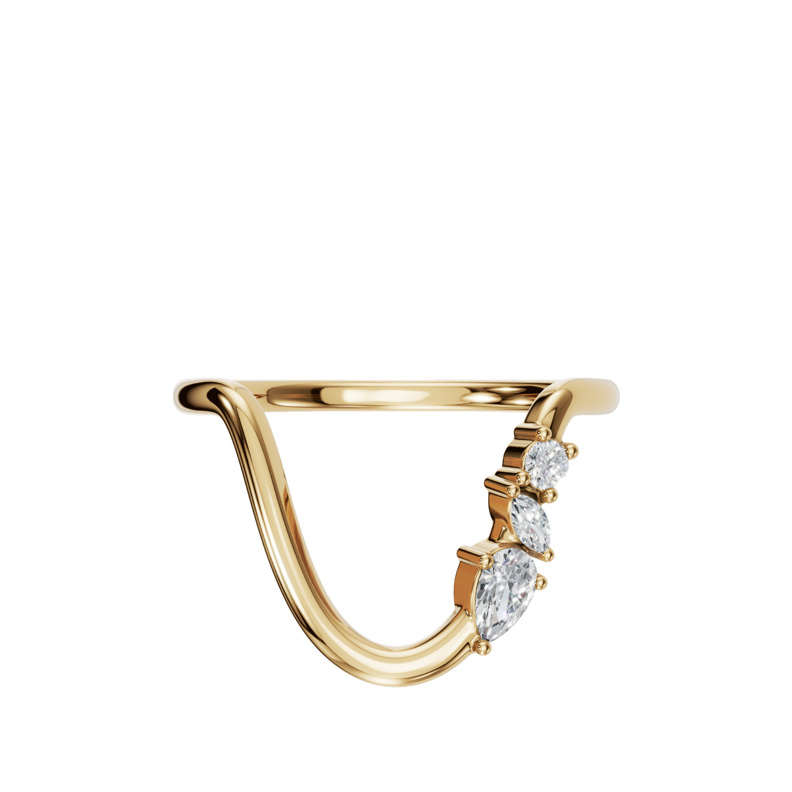 Minimalist Multi Shape Lab Grown Diamond Bypass Open Wrap Statement Fashion Ring