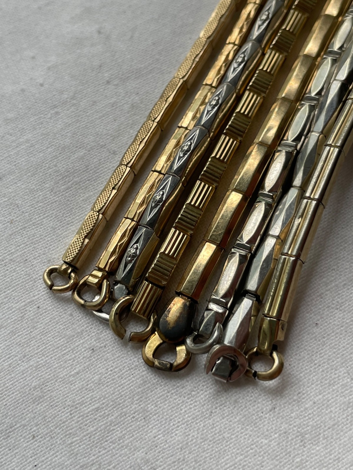 GREAT KIT!!! 8 art-deco USA gold filled ladies watch bands – lot 0807