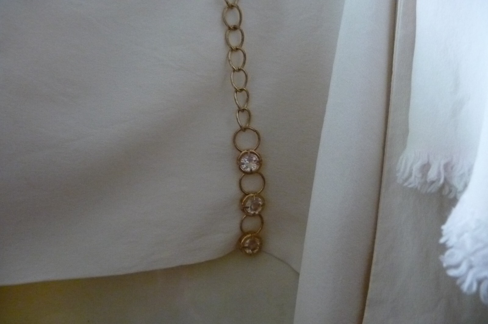 A12#11/6X vtg NECKLACE / BELT GOLD TONE W Lrg RHINESTONES 39″ L
