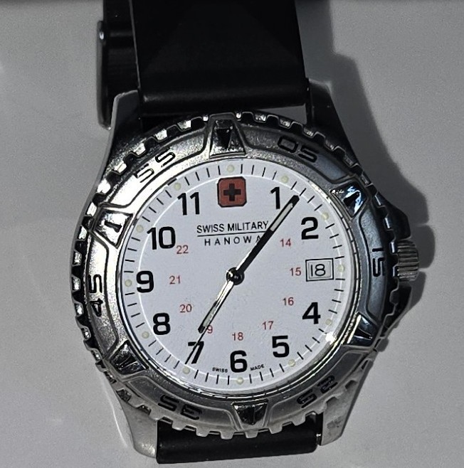 Swiss Made Swiss Military HANOWA Watch. Works! New Battery Stainless Steel 10ATM