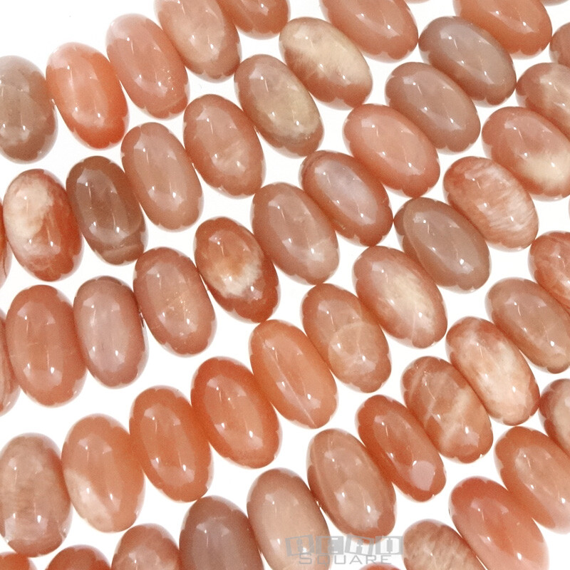 6″ Natural Peach Moonstone Rondelle Beads approx. 11mm (10.8mm – 11.6mm) #19468