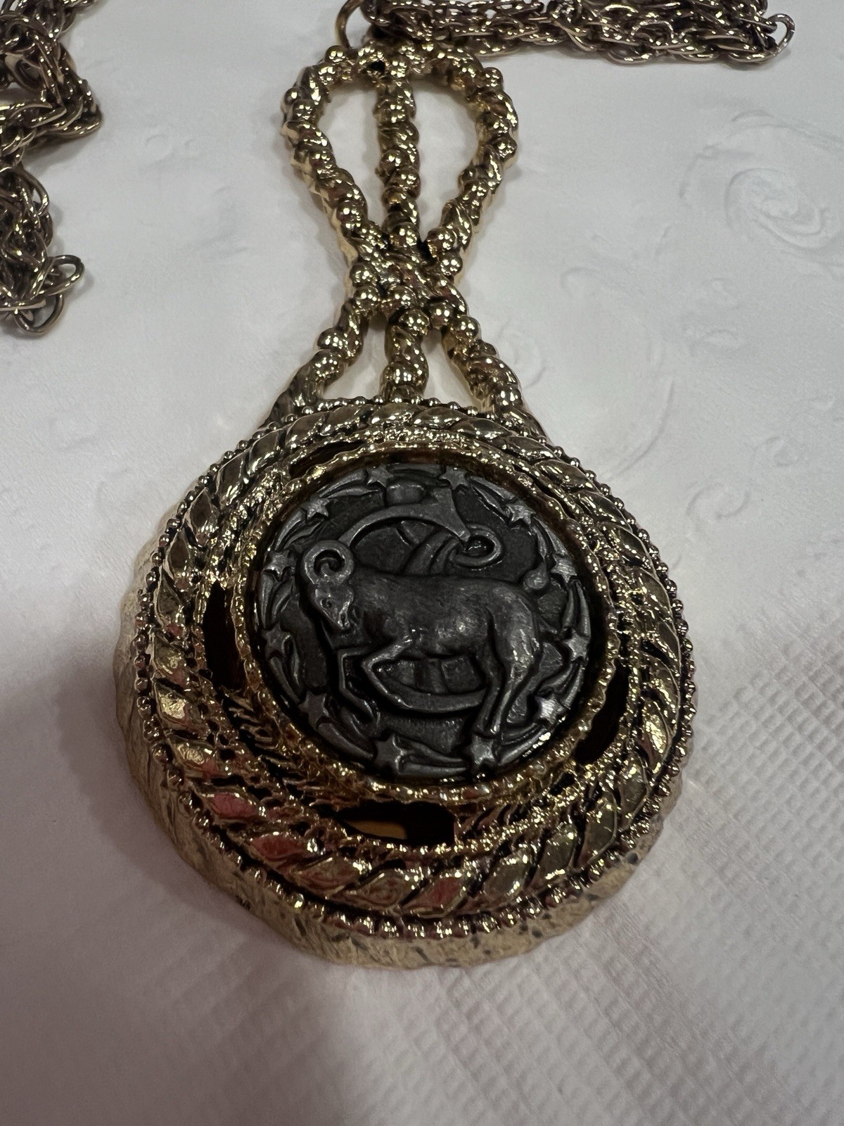Capricorn Zodiac Necklace Pendant by HMS Madeira True Vintage With Mirror