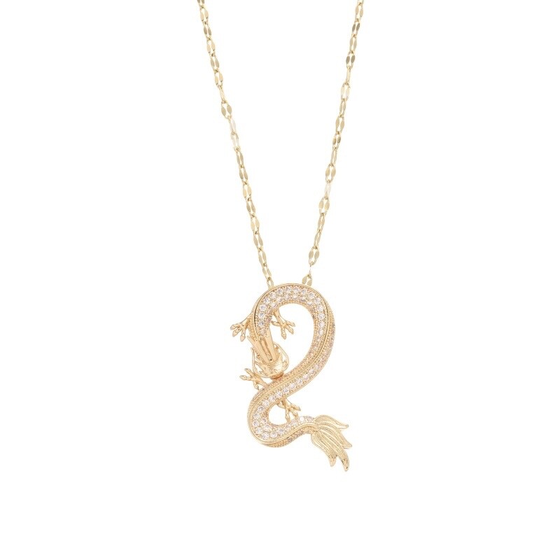 Women’s Fashion Jewelry Cubic Zircon Gold Dragon Pendant Necklace 480