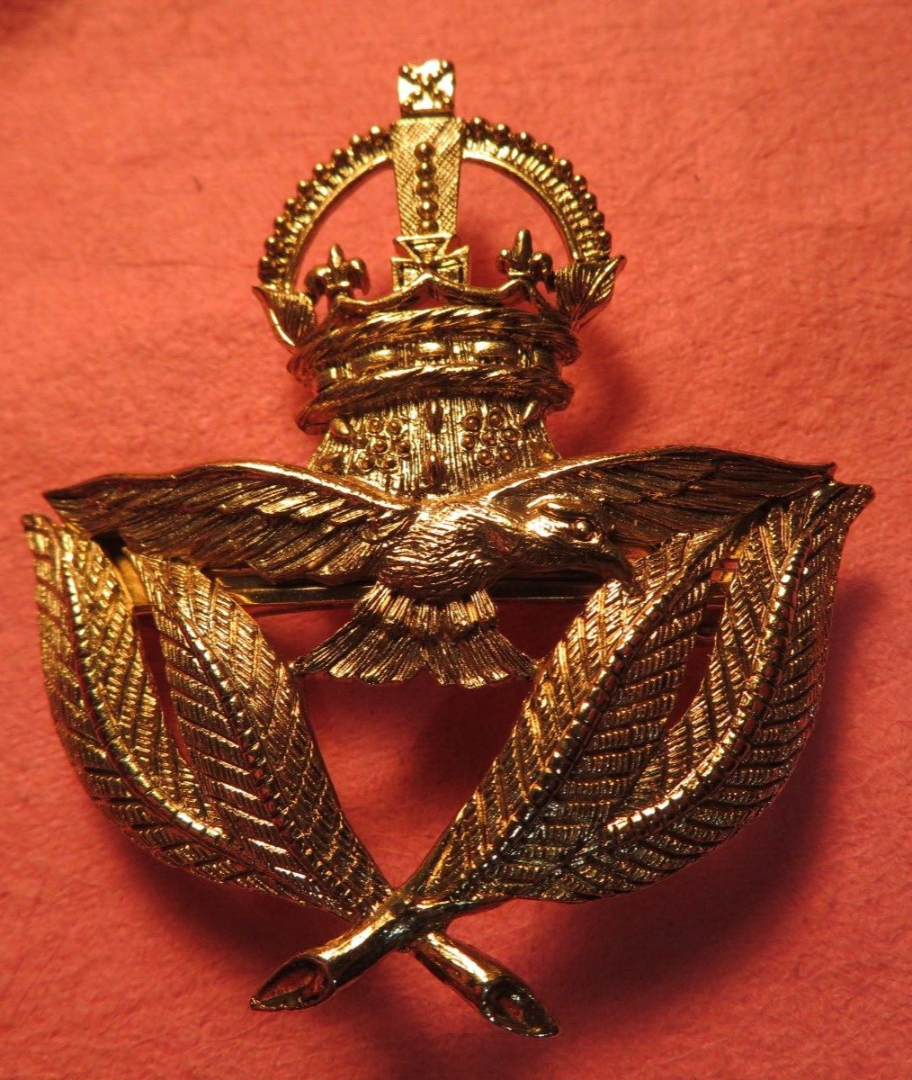 Vintage M.J.ENT Gold Tone Hair Clip Barrette Crown Eagle & Palms