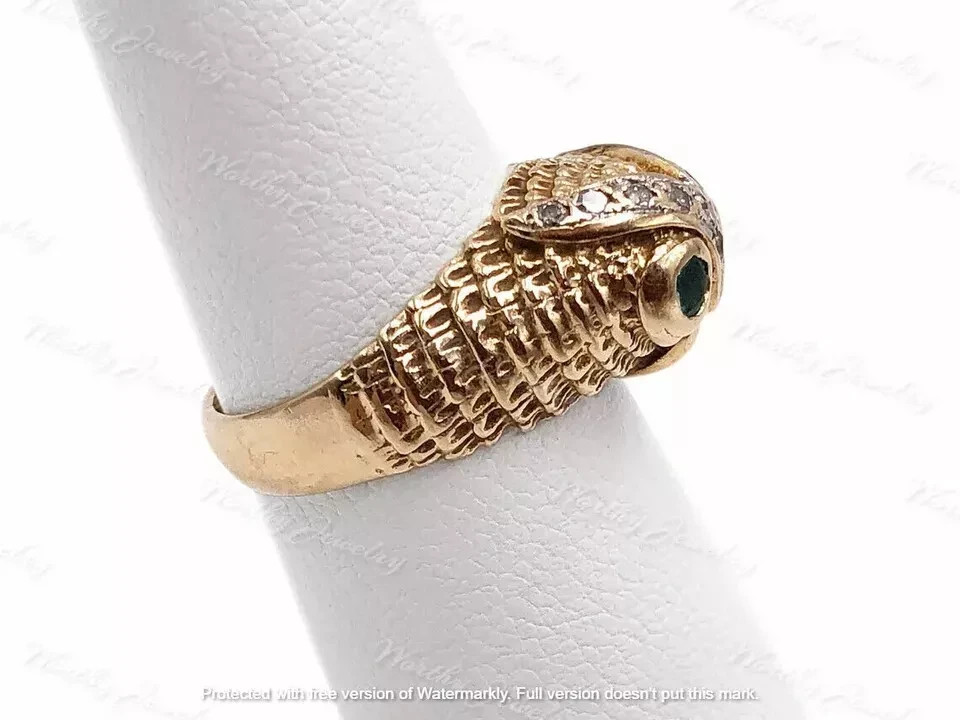1Ct Round Lab-Created Green Emerald Owl Engagement Ring 14K Yellow Gold Plated