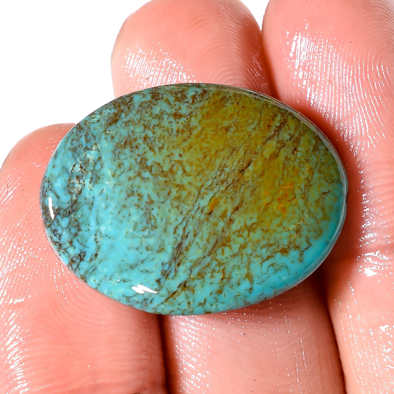 25.50 CT A+ 100% Natural TIBET TURQUOISE Oval Shape Cabochon 19X26X6mm Gemstone