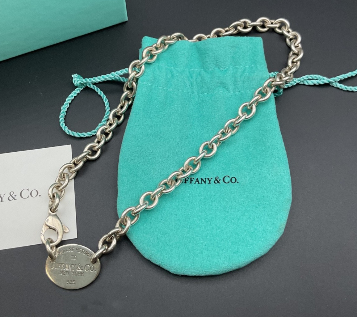 Tiffany&Co retired,vintage STERLING 925 OVAL TAG NECKLACE