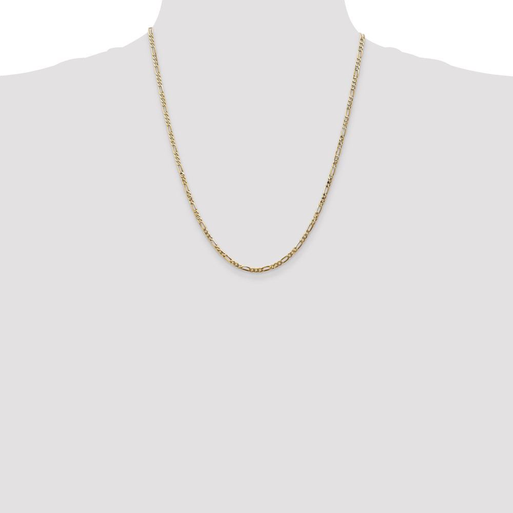 14k Yellow Gold 2.75mm Flat Figaro Link Chain Necklace 22 Inch