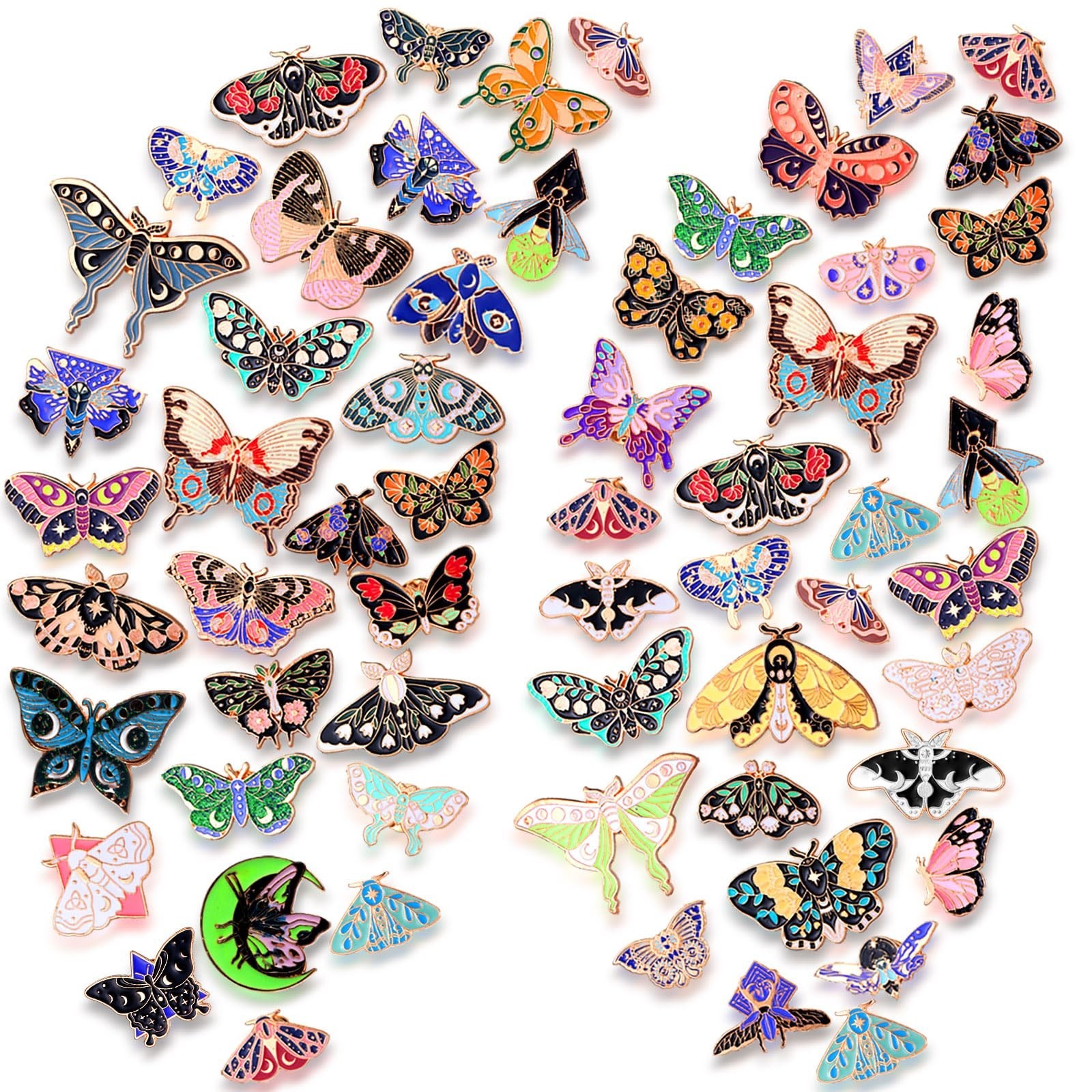 100 Pcs Enamel Pins Bulk Lapel Brooches for Backpack, Clothes, Gifts for Women,