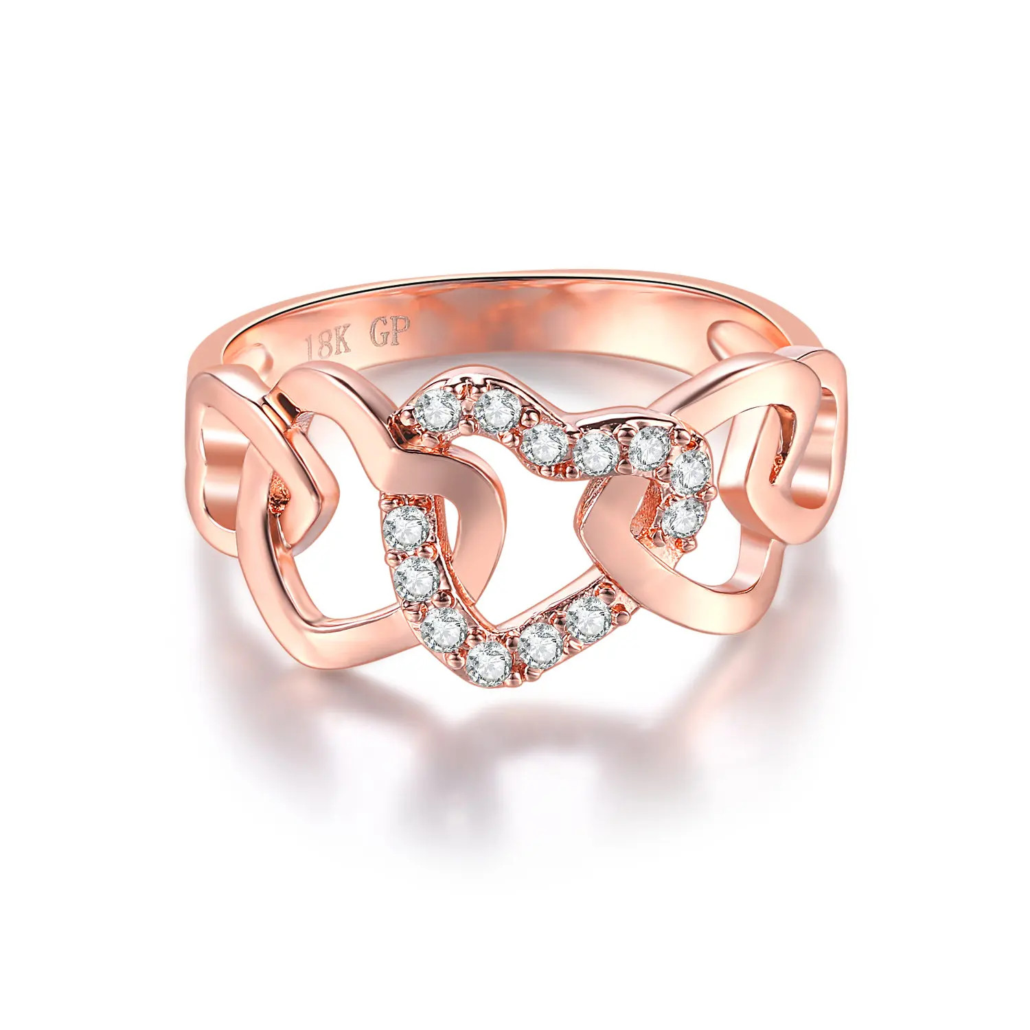 Wedding Band Ring Infinity Heart Love Zircon Tension Mount Women Jewelry