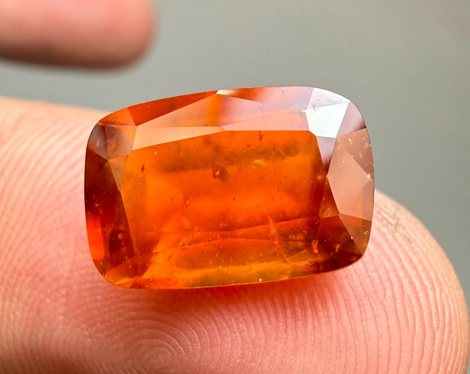 12.45 ct top quality natural orange color hessonite garnet loose gemstone