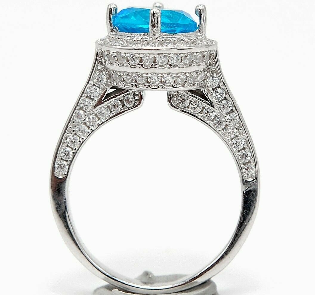 Heat Treated 4CT Blue Topaz 925 Solid Sterling Silver Ring Sz 6 UB3-9