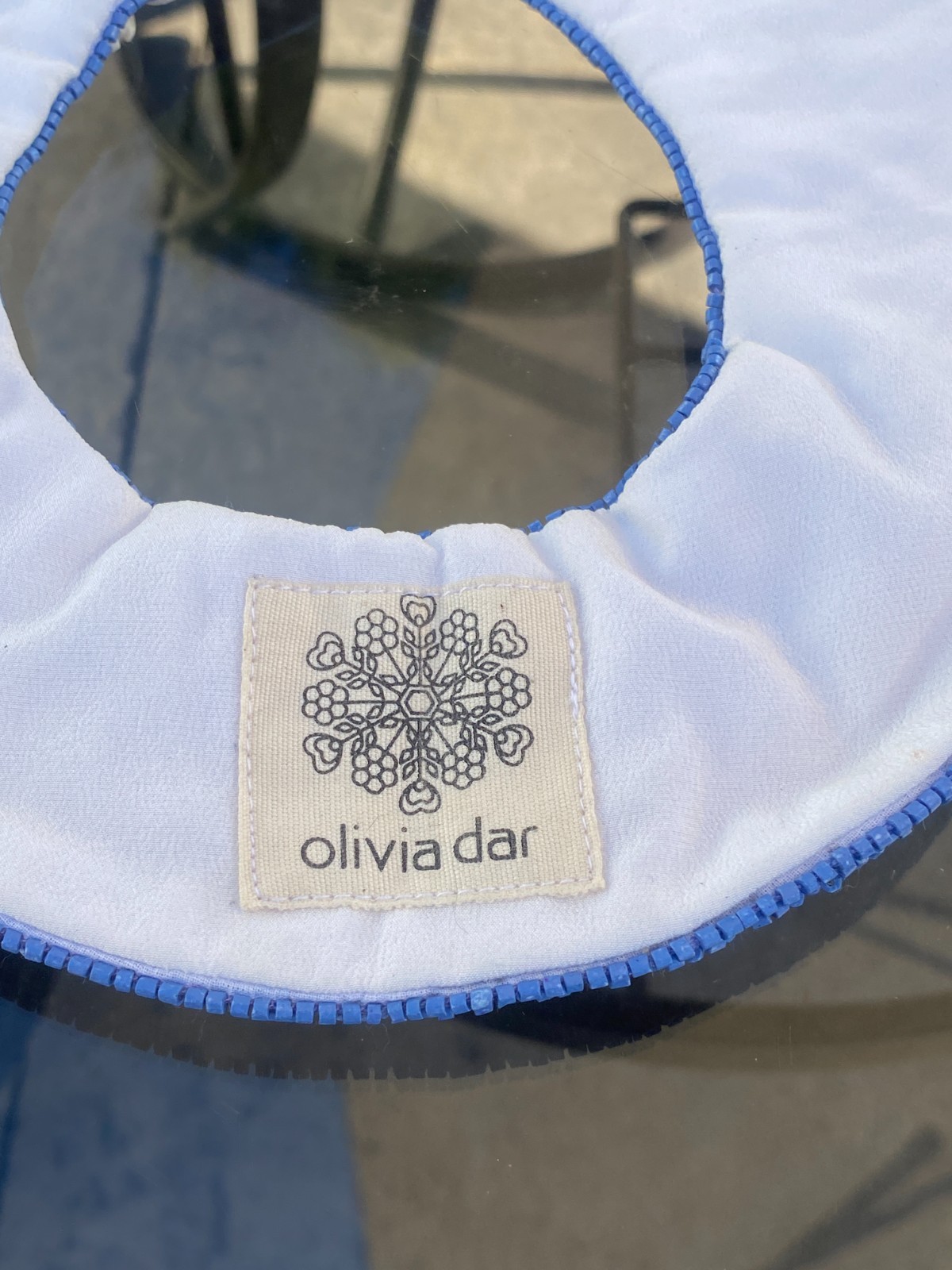 Olivia Dar Anthropologie Necklace Shell Collar Bib Beaded Statement Cowrie Peach
