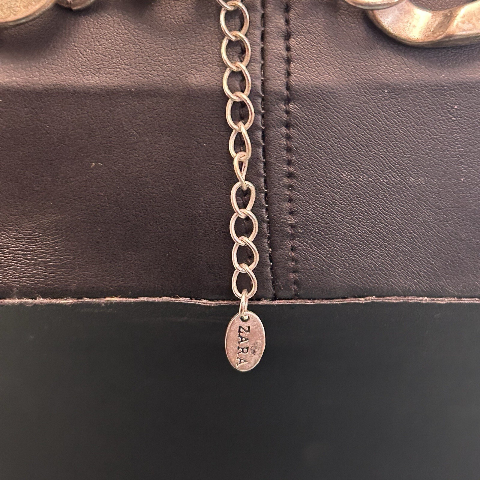 Zara Silver Tone Chunky Cuban Link Chain Statement Necklace, Signed
