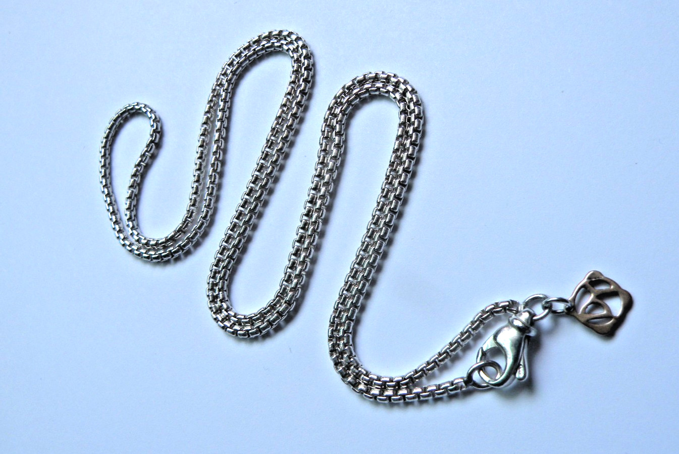 David Yurman Sterling Silver 925 20″ Box Chain Necklace Lobster Clasp Gold Charm