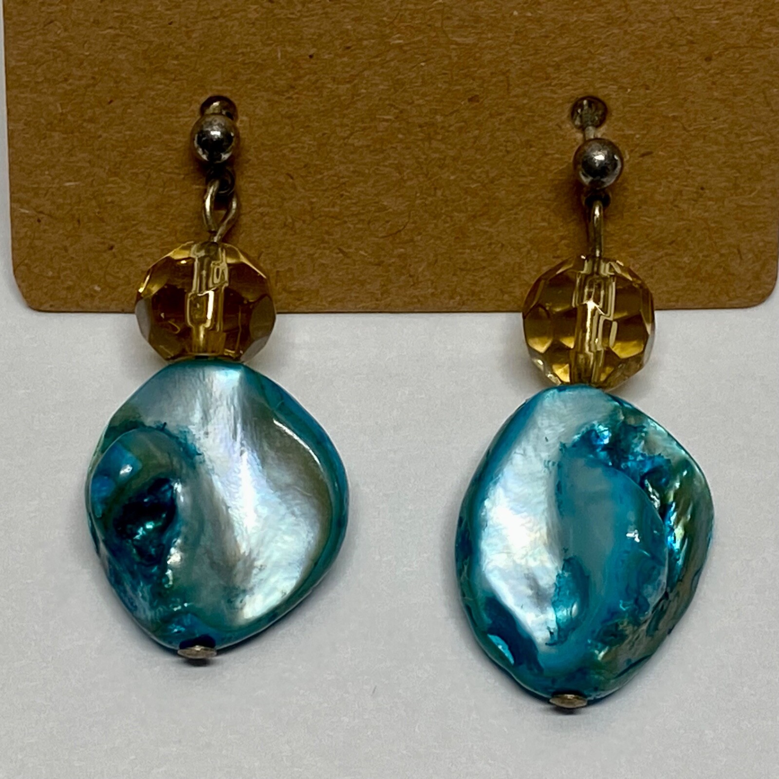 Turquoise Beaded Natural Ocean Beach Teal Sea Blue Dangle Drop Fine Earrings