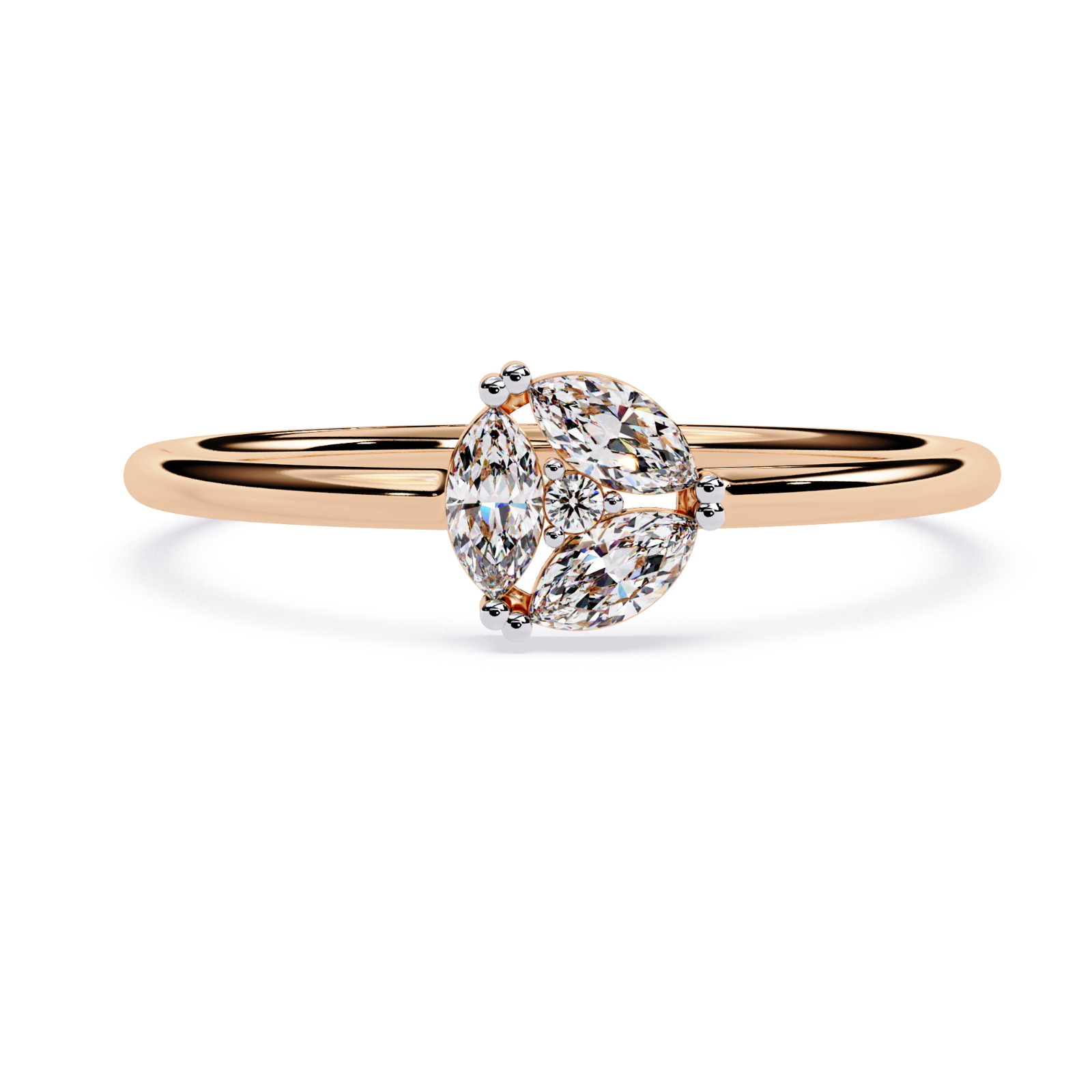 Lab Grown CVD Diamond Marquise Cluster Ring 925 Sterling Silver Promise Ring
