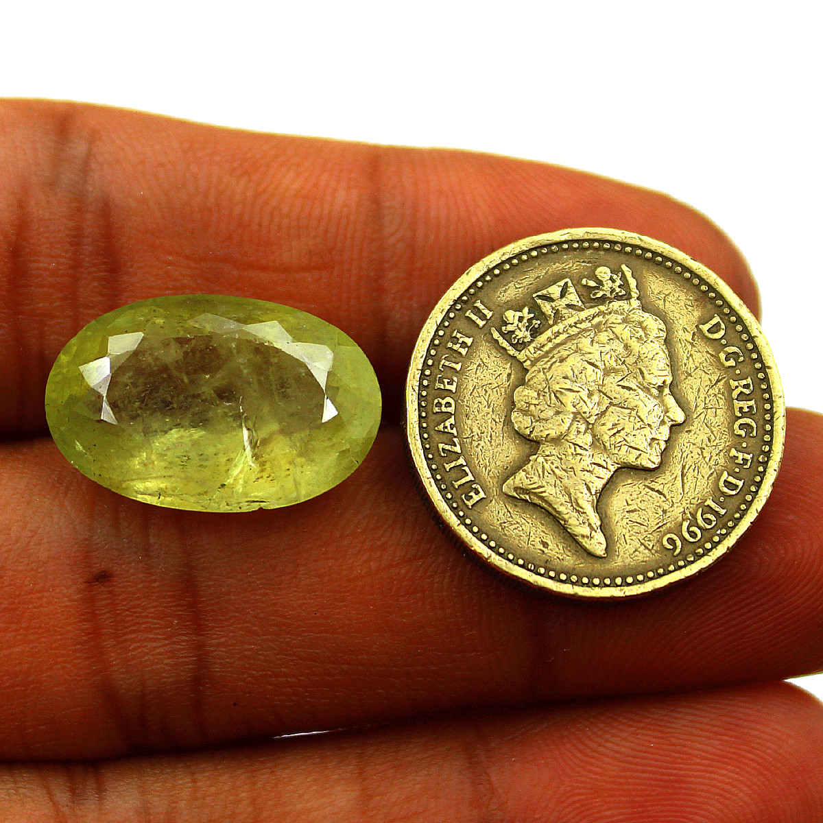 Certified 13.45 Cts Natural Heliodor 19mmx12.9mm Oval Faceted Cut Loose Gemstone