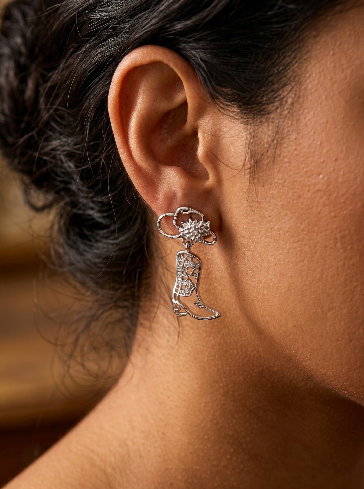 2pcs Western Cowboy Hollow Boot Earrings Unique For Daily Wear And Festivals