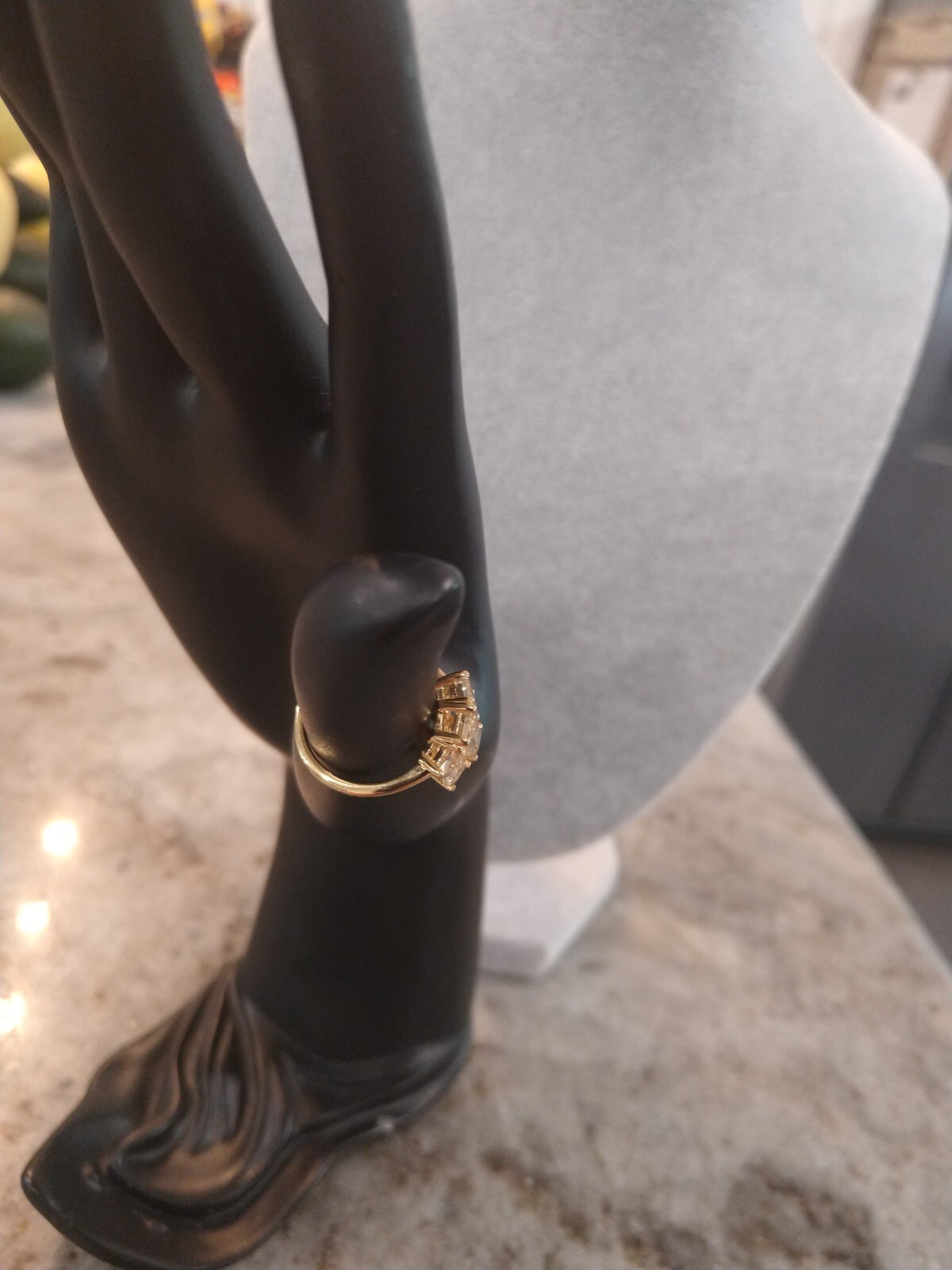 PREMIUM NATURAL GOLDEN IMPERIAL TOPAZ TRILOGY RING/VermeilRG/SS. Sz 5, 2.15TCW
