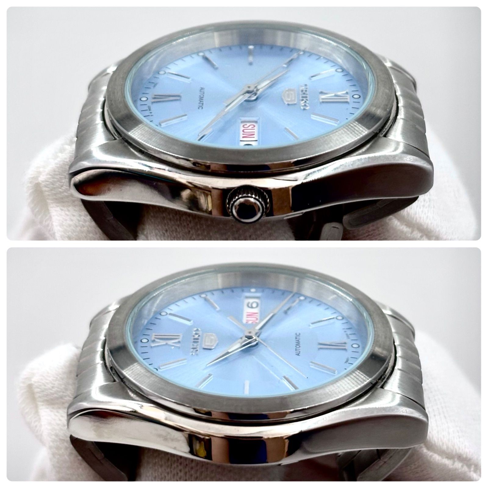 SEIKO 5 Automatic AT Ice Blue Dial Roman Index Manufactured in 2012 Working