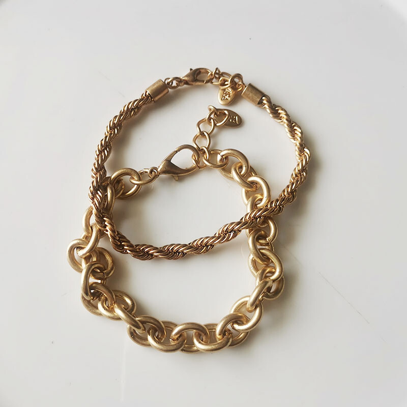 2pcs 7.5″ Zara Minimalist Basic Chain Bracelet Retro Women Party Holiday Jewelry
